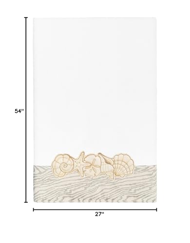 Seaside 4-Piece Luxury Towel Set, Sparkling Seashell Applique, Plush Turkish Cotton, Durable & Quick Dry, Nautical Bath Ensemble, 2 Bath 2 Hand Towels, White - color: White, size: 2 Pcs Bath 2 Pcs Hand Towel