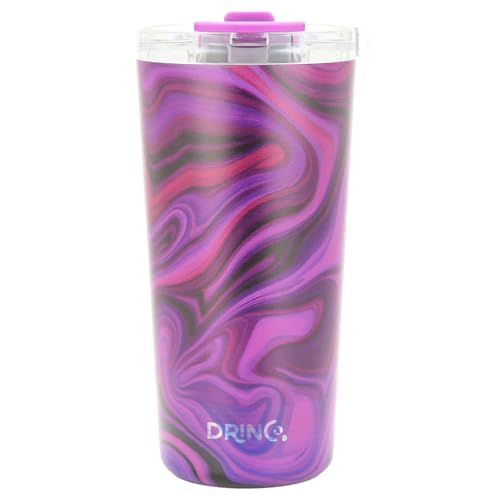 Drinco - 20 oz Stainless Steel Tumbler | Double Walled Vacuum Insulated Mug With Lid, 2 Straws, For Hot & Cold Drinks (20oz Purple Swirl) - color: 20oz Purple Swirl