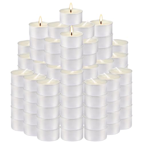 Unscented Tea Lights Candles,White, Smokeless, Dripless,200 in Bulk,6 Hour Long Time Burning, HomePerfect for Weddings, Anniversaries Decorative Events and More White. - color: 200 PACK-Flavorless tea lamp