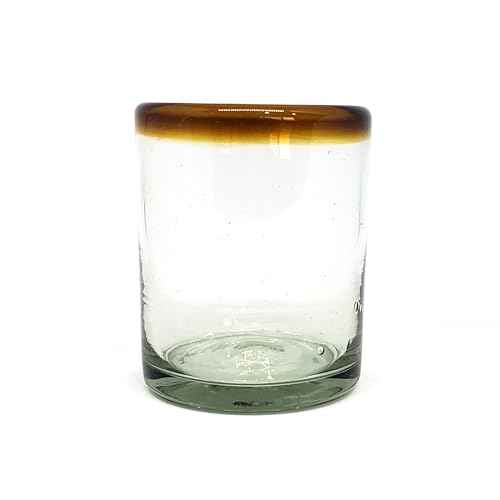 Amber Rim 10 oz Tumblers (set of 6), Recycled Glass, Lead-free, Toxin-Free (Tumbler) - style: 10 oz Tumbler