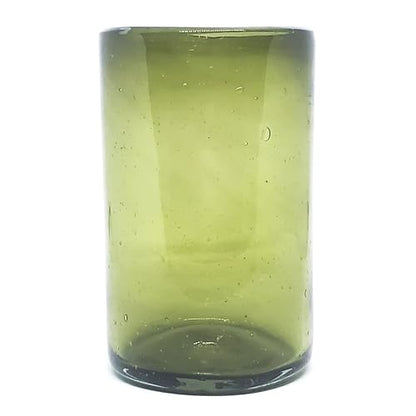 Solid Olive Green 14 oz Drinking Glasses (set of 6), Recycled Glass, Lead-free, Toxin-Free (14oz Drinking) - color: Olive Green, size: 14 oz