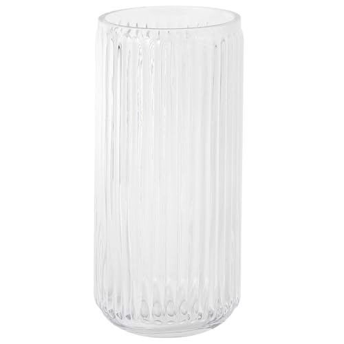 Ribbed Glass Vase, Flower Vases for Bouquet, Clear Glass Vases for Flowers, Modern Ribbed Vase for Living Room, Bathroom, Dining Table, Office, Wedding, Centerpieces, 8 Inches - color: Clear, size: Medium