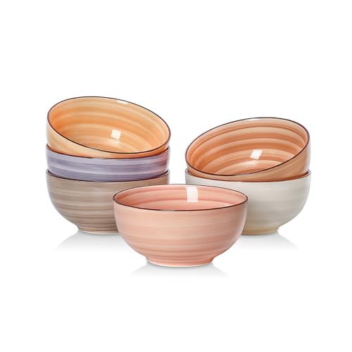 Selamica Ceramic Cereal Bowls Set of 6, 24 OZ Soup Bowls for Kitchen, 5.9 Inch Ceramic Bowls for Salad, Pasta, Oatmeal, Microwave Dishwasher Safe, Maillard - color: Maillard, size: 24 Oz
