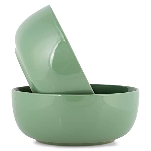 Elanze Designs Bistro Glossy Ceramic 8.5 inch Large Serving Bowls Set of 2 - Perfect for Multiple Everyday Uses: Pasta, Salad, Ramen, Soup, Popcorn, Noodles, Cereal and Mixing Bowls, Sage Green - color: Sage Green, style: 8.5 inch Pasta