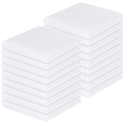 Homaxy 100% Cotton Waffle Weave Kitchen Dish Cloths 18-Pack, White | 12 x 12 Inches, Ultra Soft Absorbent Dish Towels, Quick Drying Dish Rags with Hanging Loop - color: White, size: 12 X 12 - 18 Pack