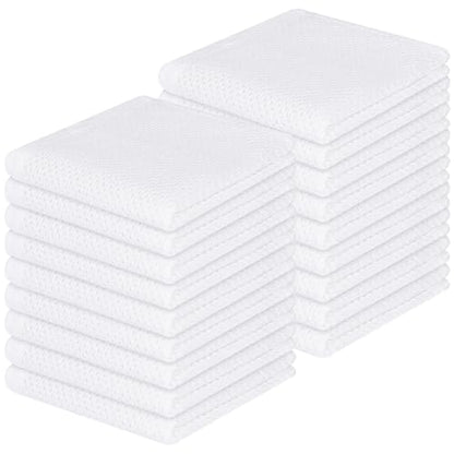Homaxy 100% Cotton Waffle Weave Kitchen Dish Cloths 18-Pack, White | 12 x 12 Inches, Ultra Soft Absorbent Dish Towels, Quick Drying Dish Rags with Hanging Loop - color: White, size: 12 X 12 - 18 Pack
