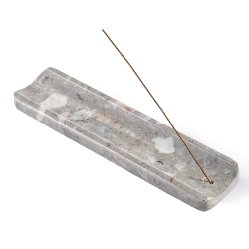 Marble Incense Holder, Incense Holder for Sticks, Incense Sticks Holder Ash Catcher for Meditation Yoga SPA, Natural Stone Incense Burner, Home Table Decor (Grey) - color: Gray