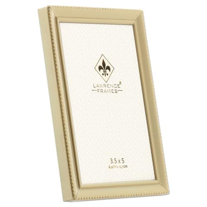 Lawrence Frames Bead Border Design, 3.5x5, Satin Gold - color: Satin Gold, size: 3.5x5
