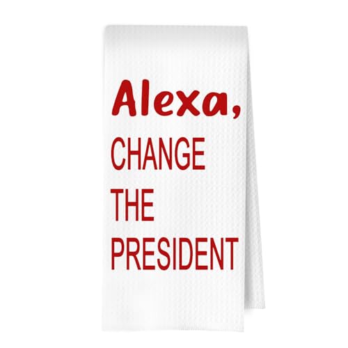 Funny Political Kitchen Towels - Funny Decorative Waffle Dish Towels, Change The President Hand Tea Towel, 16x24 Inches - Red - color: Red
