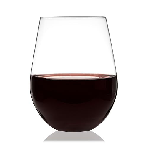 True Vino Stemless Wine Glasses Set, Modern Drinking Glasses for Red and White Wines, Cocktails, Beverages, Wedding Gifts, Housewarming, Birthday, Elegant Glassware, Home Bar, 21 oz, Set of 4 - size: Set of 4, style: Grand Cru
