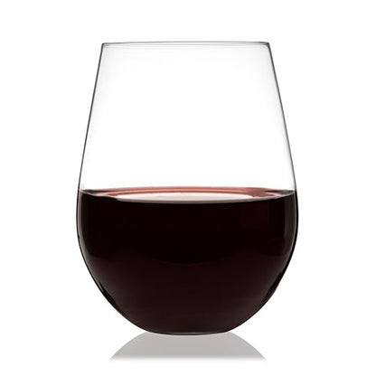 True Vino Stemless Wine Glasses Set, Modern Drinking Glasses for Red and White Wines, Cocktails, Beverages, Wedding Gifts, Housewarming, Birthday, Elegant Glassware, Home Bar, 21 oz, Set of 4 - size: Set of 4, style: Grand Cru
