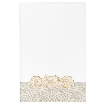 Seaside 4-Piece Luxury Towel Set, Sparkling Seashell Applique, Plush Turkish Cotton, Durable & Quick Dry, Nautical Bath Ensemble, 2 Bath 2 Hand Towels, White - color: White, size: 2 Pcs Bath 2 Pcs Hand Towel