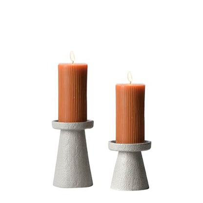 Main + Mesa Stoneware Pillar & Taper Candle Holders, Set of 2 - color: Light Graphite Gray, size: Set of 2