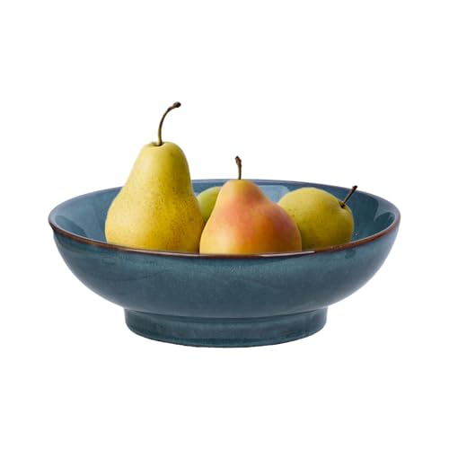 Ceramic Fruit Bowl,10.2" Decorative Bowl, Large Fruit Bowl for Kitchen Counter, Pedestal Bowl, Kitchen Counter Décor, Bread Candy Snacks Organizer(Starry sky blue) - color: Starry sky blue