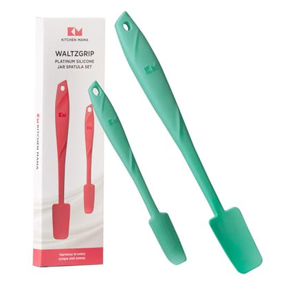 Kitchen Mama WaltzGrip Platinum Silicone Jar & Can Spatula Set, Teal | Heat-Resistant, Dishwasher Safe, Ergonomic Grip, Perfect for Mixing and Scraping, Nonstick Cookware - color: Teal