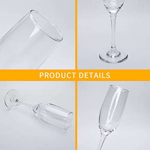 6 oz Champagne Flutes Glass, Wine Flutes Set of 12, for Champagne, Wine, High-End Banquets, Parties, Bars, Weddings, Gifts (12pcs) | Sparkling Wine Glass,Crystal Clear Glasses for Champagne,Wine,High-End Banquets,Parties,Bars,Weddings,Gifts