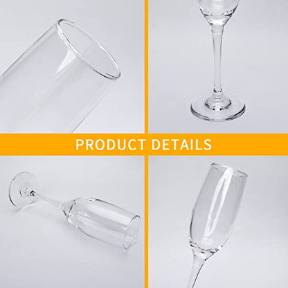 6 oz Champagne Flutes Glass, Wine Flutes Set of 12, for Champagne, Wine, High-End Banquets, Parties, Bars, Weddings, Gifts (12pcs) | Sparkling Wine Glass,Crystal Clear Glasses for Champagne,Wine,High-End Banquets,Parties,Bars,Weddings,Gifts