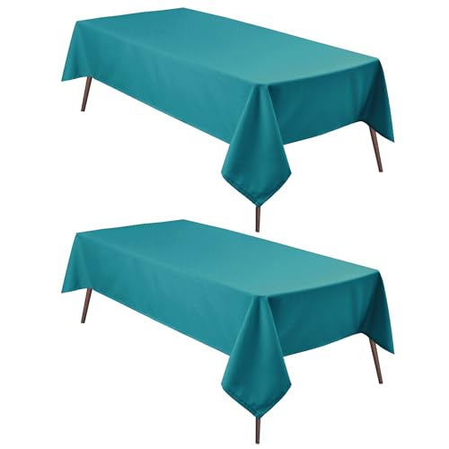 2 Pieces Turquoise Square Tablecloth, 30 x 30 Inch | Water Resistant, Wrinkle Resistant, Spillproof, Washable Fabric Polyester Table Cloth for Dining/Spring/Banquet/Party/Picnic - color: Turquoise, size: 30"x30"|2 Pack