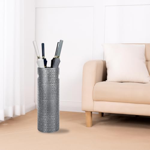 21 inch Heavy Duty Metal Umbrella Stand - Durable Storage Holder for Umbrellas - Indoor and Outdoor Use - Stylish and Modern Organizer for Entryways. (Silver Lace) - color: Silver Lace