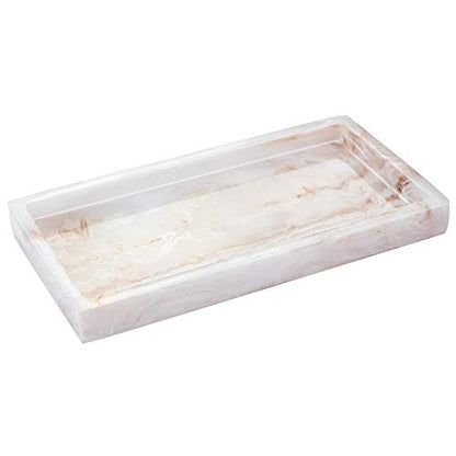 Emibele Bathroom Vanity Tray Countertop, 8" Rectangular Marble Resin Tray | Dresser Kitchen Sink Tray, for Jewelry Cosmetic Perfume Soap Candle, Compact Lightweight Waterproof, Mini Size, Ink Khaki - color: Ink Khaki, size: 7.7" x 3.9" x 0.8"