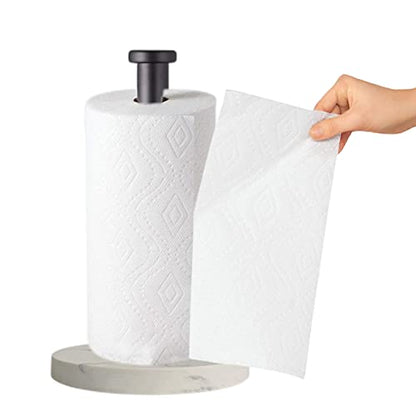 Paper Towel Holder Countertop, Standing Paper Towel Roll Holder for Kitchen Bathroom, with Weighted Marble Base for One-Handed Operation (Black), Black Paper Towel Holder, Marble - color: Black-dd