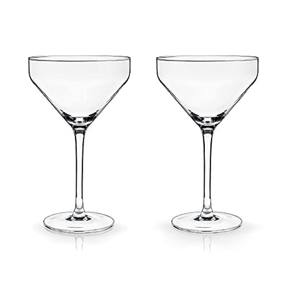 Viski Angled Martini Glasses, Premium Crystal Cocktail Coupe Glasses, Home and Bar Drinkware, Stemmed Cocktail Glasses, Perfect Cocktail Glass Gift Set of 2, 9oz - style: Angled Martini Glasses