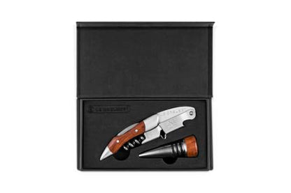 Le Creuset Wooden Corkscrew & Stopper Set | Waiter's Friend - color: Wood and Stainless Steel, style: Wine Opener and Stopper Set