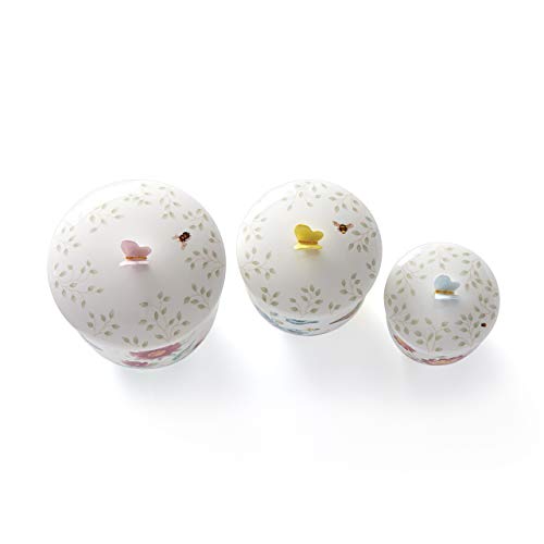 Lenox Butterfly Meadow 3-Piece Canister Set, 6.60 LB, Multi | dishwasher safe | floral design | condiment containers with lids, gift for women, kitchen storage gift - style: Round Canisters, Set of 3