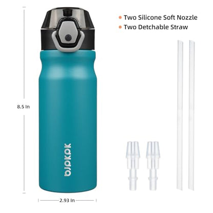 BJPKPK 18 oz Water Bottle with Straw & Handle, Insulated Stainless Flask | Leak Proof Locking Lid, Thermal, Double Wall Vacuum, Keeps Hot/Cold, BPA Free, Dishwasher Safe, Travel & Sports, Laguna - color: A-Laguna, size: 18 Ounces