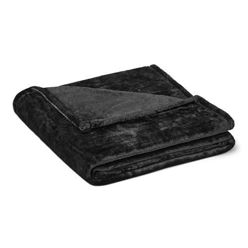Amazon Basics Soft Fleece Throw Blanket,Cozy, Feels Comfortable on Skin, Fade-Resistant, Warm for Couch & Sofa, 50 x 60 Inches, Black - color: Black, size: 50 x 60 inches