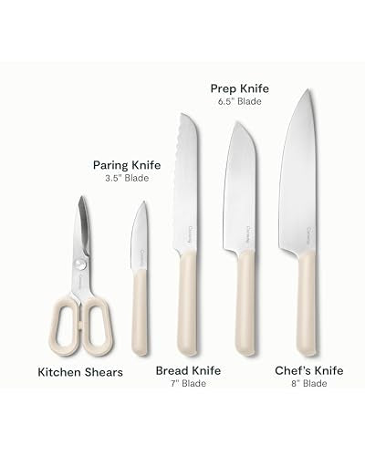 Caraway 14-Piece Kitchen Prep Tool Set with Knives & Utensils | Knife Set & Wooden Utensil Set, Made with Premium German Steel Blades & FSC-Certified Birch Wood, Non-Toxic Materials, Cream - color: Cream