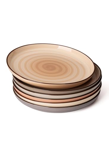Sweese 7.4 Inch Porcelain Dessert Plates - Round Salad, Appetizer Plate Set for Kitchen, Small, Dishwasher Microwave Safe, Set of 6, Neutral - color: Natural Series, size: 7.4 Inch