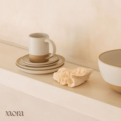 MORA Medium Mugs Set of 4, 16oz Ceramic Pottery Latte Mugs/Coffee Cups - Microwave and Dishwasher Safe - Oat - color: Oat