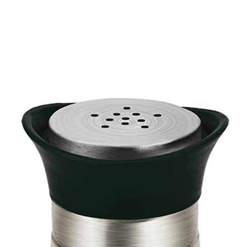 2-Piece Set Salt & Pepper Glass Shaker Stainless Steel Cover with Tray - color: Black with Tray