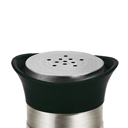 2-Piece Set Salt & Pepper Glass Shaker Stainless Steel Cover with Tray - color: Black with Tray