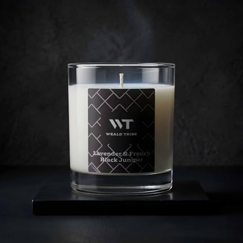 Lavender & French Black Juniper Jay Candles Soy Wax Blend | 7.06 oz Long Lasting Scented Candles For Home Air Freshener - Hand Poured Gift Candles With Essential Oil