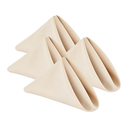 Wolkemer Set of 4 Beige Cloth Napkins 17x17 Inches Washable Dinner Napkins | Beige Napkins Cloth, Reusable Napkins with Hemmed Edges for Parties Weddings Banquets Events Table Decoration - color: Beige