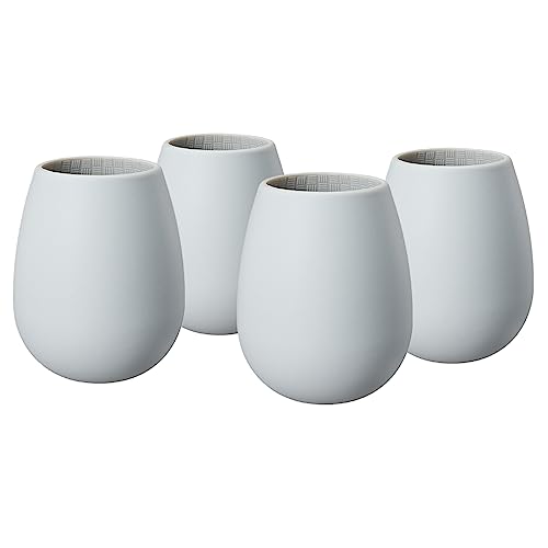 Unbreakable Silicone Stemless Wine Glassware | Set of 4 | Reusable & Shatterproof Tumbler Drinkware for Wine, Water, Cocktails, Champagne Glass for Parties, Camping, Beaches, Boats - (Light Grey) - color: Light Grey