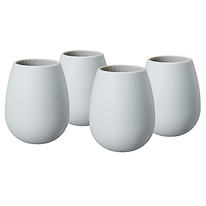 Unbreakable Silicone Stemless Wine Glassware | Set of 4 | Reusable & Shatterproof Tumbler Drinkware for Wine, Water, Cocktails, Champagne Glass for Parties, Camping, Beaches, Boats - (Light Grey) - color: Light Grey