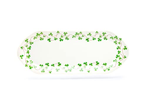 Shamrock Fine Porcelain Oval Serving Plate Clover Leaf 16in