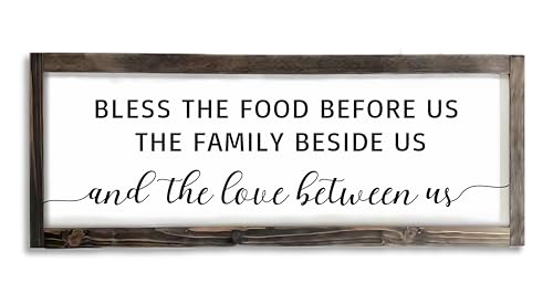 Dazingart Bless The Food Before Us Sign, Farmhouse Dining Room Wall Art, Rustic Christian Kitchen Dinning Prayer Wall Decor Housewarming Gift For New Home (bless food) - color: bless food