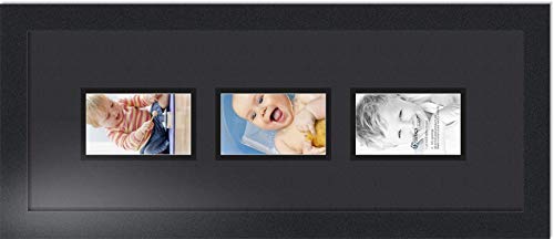 ArtToFrames Collage Photo Frame Double Mat with 3 - 3x5 Openings and Satin Black Frame - color: Black, size: 3 - 3x5