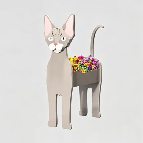 Creative PVC Dog Decoration Planters Birman Cat Cute Animal Shape Bonsai Holder Art Planter Pot Suitable for Villa Indoor and Outdoor Plants Decorative Ornaments 9.45 * 7.09in - color: Birman Cat, size: 24*18cm/9.45*7.09in