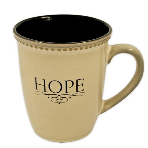 Christian Art Gifts Ivory Stoneware Coffee Mug – 13 oz. Microwave and Dishwasher-safe Lead & Cadmium-free Inspirational Scripture Coffee and Tea Mug for Men & Women with Bible Verse: Hope –Hebrew 6:19 - color: Ivory/Hope