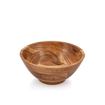 EDHAS Fruit Bowl Acacia Wood Round Shaped Serving Bowl for Salad, Vegetables and Fruit,Single (9" x 9" x 4")