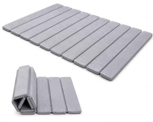 Diatomite Stone Bath Mat, Quick Drying, Foldable, Non Slip, 24x15.8", Grey