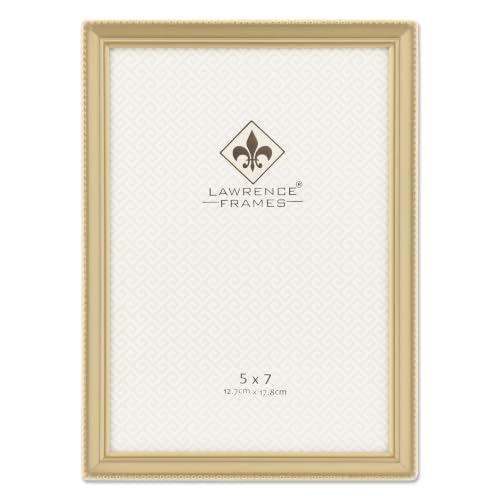 Lawrence Frames Antique Brass 5x7 Picture Frame - Bead Border Design (11457) - color: Satin Gold, size: 5X7