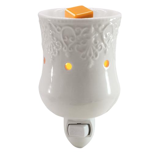 Wall Plug-in Electric Wax Melt Warmer Decorative Ceramic Fragrance Warmer for Scented Candle, Wax Melts, Tarts and Fragrance Oils, Home Decor., Bas-Relief Craft, White