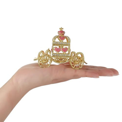Retro Hollow out Carriage Trinket Box Small Jewelry Boxes Hand-Painted Mother's Day Gift for Women(Pink) - color: Pink