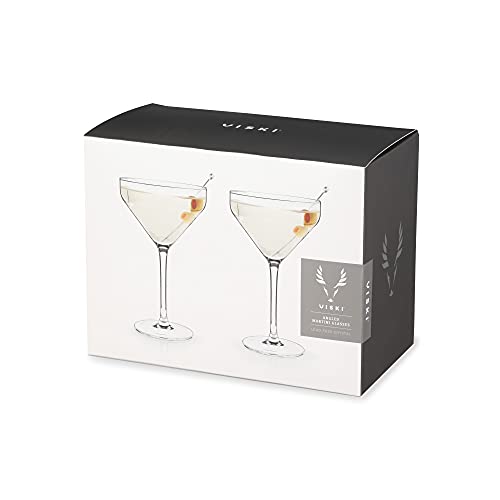 Viski Angled Martini Glasses, Premium Crystal Cocktail Coupe Glasses, Home and Bar Drinkware, Stemmed Cocktail Glasses, Perfect Cocktail Glass Gift Set of 2, 9oz - style: Angled Martini Glasses
